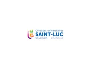 Logo of Cliniques Universitaires Saint-Luc with the text "UCLouvain" and "Bruxelles" beneath it, alongside a colorful symbol on the left.