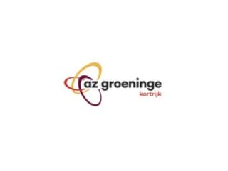 Logo of AZ Groeninge Kortrijk featuring interlocking colored rings and the text "az groeninge" with "kortrijk" in smaller font.