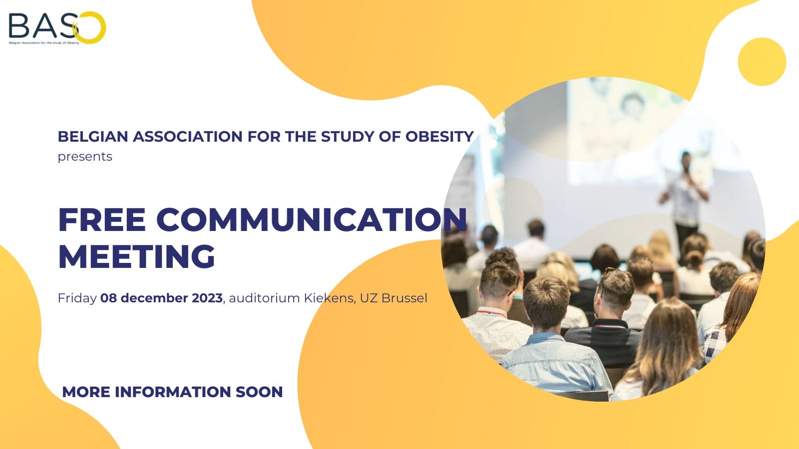 A poster for a free communication meeting. A poster for a free communication meeting.