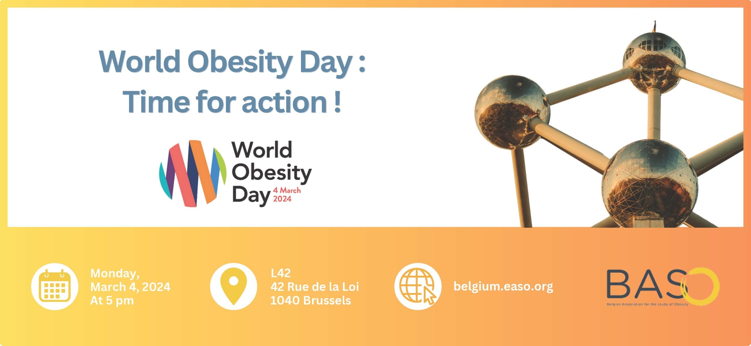 Journée mondiale de l'obésité : il est temps d'agir. World obesity day time for action.
