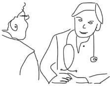 Physician consulting with a patient.