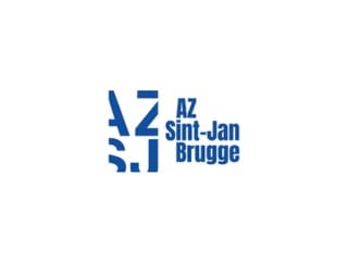 Logo of AZ Sint-Jan Brugge, featuring blue text arranged vertically and horizontally, with "AZ" on the left and "Sint-Jan Brugge" on the right.
