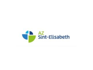 Logo of AZ Sint-Elisabeth, featuring a blue and green cross design on the left and the hospital's name in blue and green text to the right.