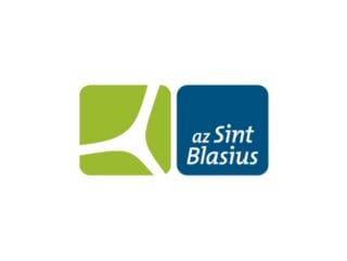 Logo of az Sint Blasius featuring a green square with a white design on the left and a blue square with the text "az Sint Blasius" on the right.