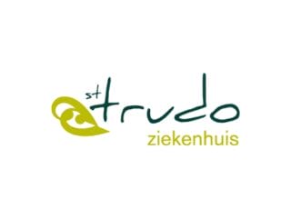 Logo of St. Trudo Ziekenhuis featuring stylized green and yellow heart shapes and text.