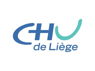 Logo of CHU de Liège featuring stylized blue letters "CHU" with a green curved line and "de Liège" below in blue text.