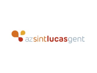 Logo of AZ Sint-Lucas Gent with stylised orange and red shapes on the left and the text "AZ Sint-Lucas Gent" in gradient colours to the right.