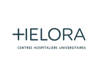 Logo of Helora with the tagline "Centres Hospitaliers Universitaires" in capital letters beneath the name on a white background.